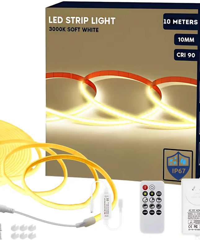 10m Waterproof Dimmable LED Strip Light Kit for Outdoor Use