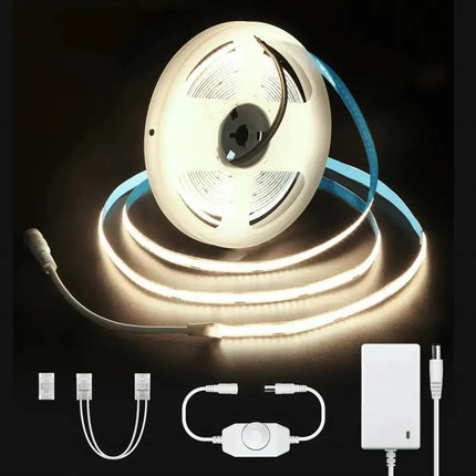 Strippy GlowFlex 5M LED Strip Kit: COB Dotless Dimmable - Cool White 4000K - Home & Garden > Lighting