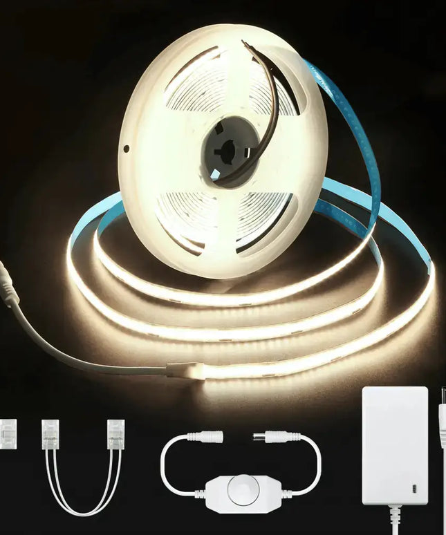 Strippy GlowFlex 5M LED Strip Kit: COB Dotless Dimmable - Cool White 4000K - Home & Garden > Lighting