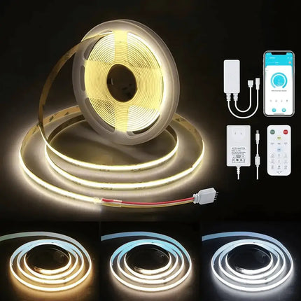 LumaFlexGlowFlex 3M COB LED Strip Light Kit: Dimmable Smart App & Remote Control - 3CCT - Home & Garden > Lighting
