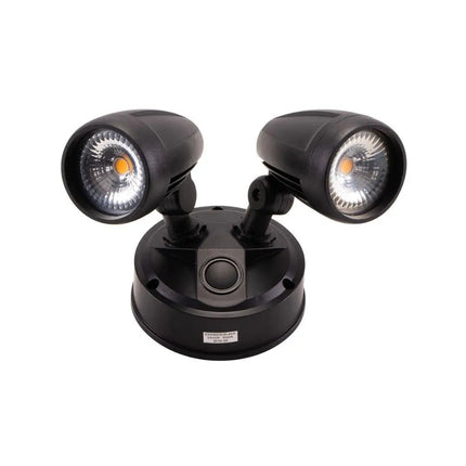 Lummax EXWB826 - 26W LED Single Colour Twin Head Exterior Spotlight IP54 - Black / 6000K - OUTDOOR