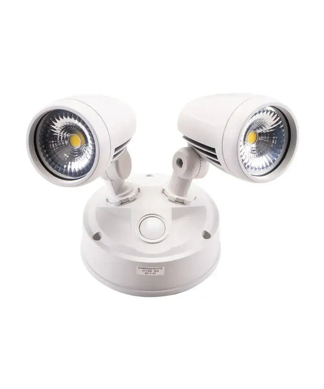 Lummax EXWB826 - 26W LED Single Colour Twin Head Exterior Spotlight IP54 - White / 6000K - OUTDOOR