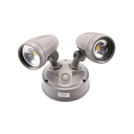 Lummax EXWB826 - 26W LED Single Colour Twin Head Exterior Spotlight IP54 - Silver / 6000K - OUTDOOR