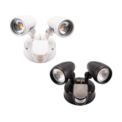 Lummax EXWB826S - 26W LED Single Colour Twin Head Exterior Spotlight With Sensor IP44 - OUTDOOR