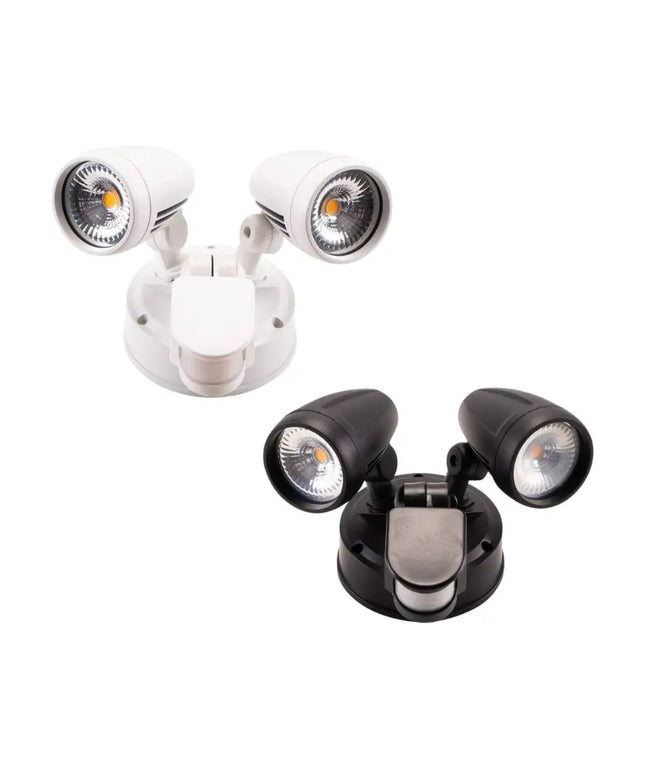 Lummax EXWB826S - 26W LED Single Colour Twin Head Exterior Spotlight With Sensor IP44 - OUTDOOR