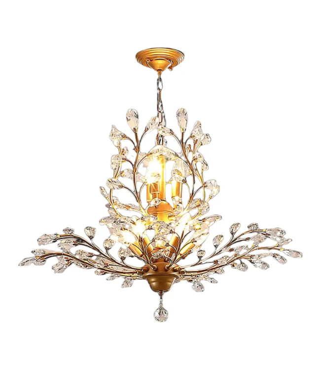 Luxury 8-light gold crystal chandelier for living room