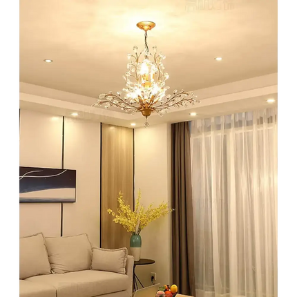Elegant gold ceiling light fixture with K9 crystals