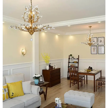 Modern vintage crystal chandelier with 8 E14 sockets