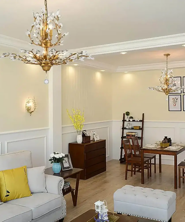 Modern vintage crystal chandelier with 8 E14 sockets