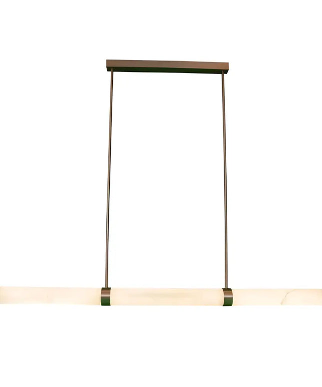 Modern pendant light with spanish marble alabaster shade antique bronze finish