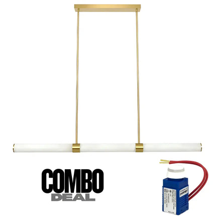 Gold linear pendant light from Madison Spanish Marble Pendant Light with Brass Detailing