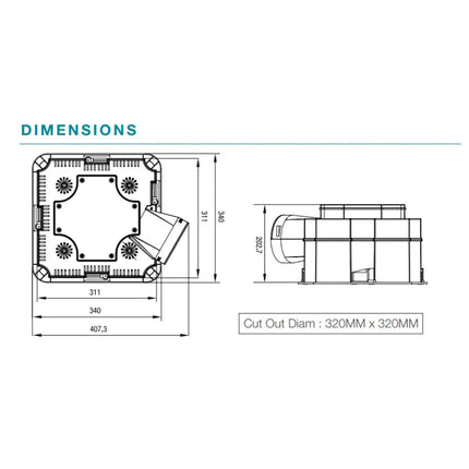 Martec Forme 4 3-in-1 Bathroom Heater Turbo Exhaust Fan & Tricolour LED Light - Bathroom Heaters