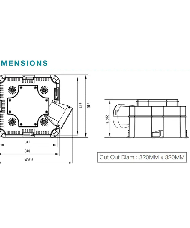 Martec Forme 4 3-in-1 Bathroom Heater Turbo Exhaust Fan & Tricolour LED Light - Bathroom Heaters
