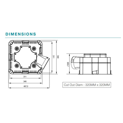 Martec Forme 4 3-in-1 Bathroom Heater Turbo Exhaust Fan & Tricolour LED Light - Bathroom Heaters