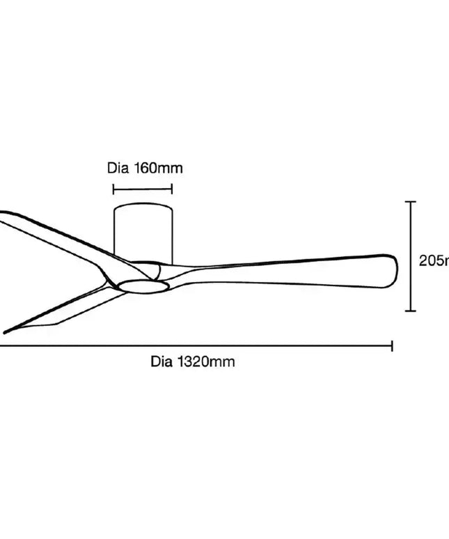 Technical drawing of a propeller with dimensions labeled
