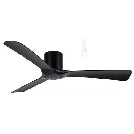 Black ceiling fan on a white background