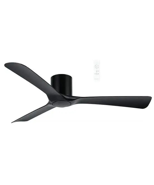Black ceiling fan on a white background
