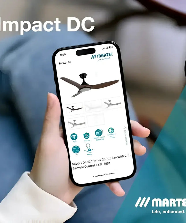 Martec Impact 52’’ DC Smart Ceiling Fan With WIFI Remote Control | Black - Appliances > Fans > Ceiling Fans