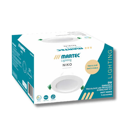 Martec Niko 9w Recessed Tricolour LED Downlight 90mm cut out - Home & Garden > Lighting > Ceiling Lights