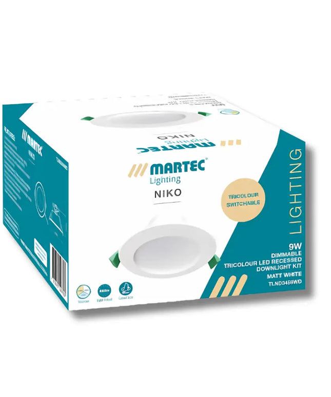 Martec Niko 9w Recessed Tricolour LED Downlight 90mm cut out - Home & Garden > Lighting > Ceiling Lights