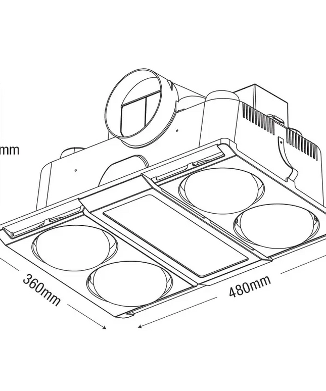 Martec Profile Panel 4 High Performance 3 in 1 Bathroom Heater With Exhaust Fan-Bathroom Heaters-Martec