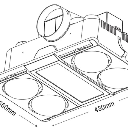 Martec Profile Panel 4 High Performance 3 in 1 Bathroom Heater With Exhaust Fan-Bathroom Heaters-Martec