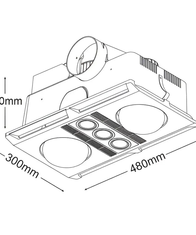 Martec Profile Plus II - 3 in 1 Bathroom Heater With Exhaust Fan And 3 LED Lights-Bathroom Heaters-Martec