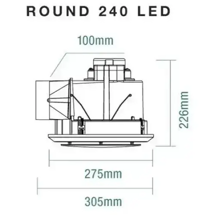 Martec Saturn 240 White 25W 275mm Round Exhaust Fan with 17W Tri-Colour LED Light - Heater and Exhaust