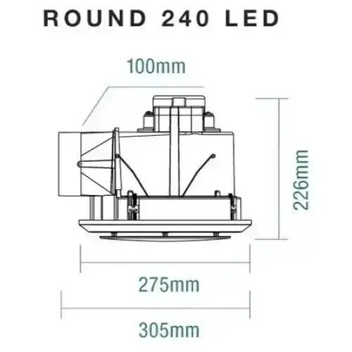 Martec Saturn 240 White 25W 275mm Round Exhaust Fan with 17W Tri-Colour LED Light - Heater and Exhaust