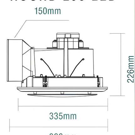 Martec Saturn 295 White 45W 335mm Round Exhaust Fan with 17W Tri-Colour LED Light - Heater and Exhaust