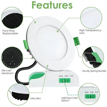 12W Tri-Colour Dimmable LED Downlight | 90mm Cut Out | Matilda - Home & Garden > Lighting > Ceiling Lights