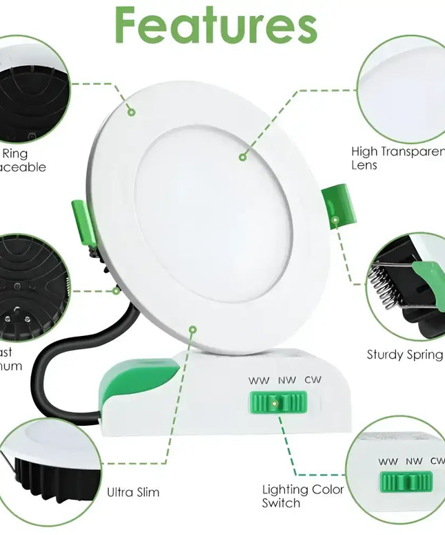 12W Tri-Colour Dimmable LED Downlight | 90mm Cut Out | Matilda - Home & Garden > Lighting > Ceiling Lights