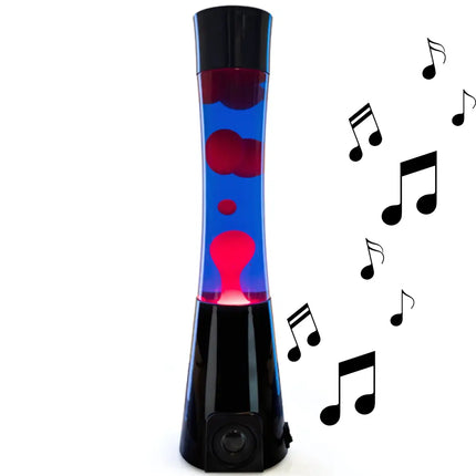MDI Black Purple & Red Speaker Lava Lamp – A vibrant motion lamp with a built-in Bluetooth speaker.