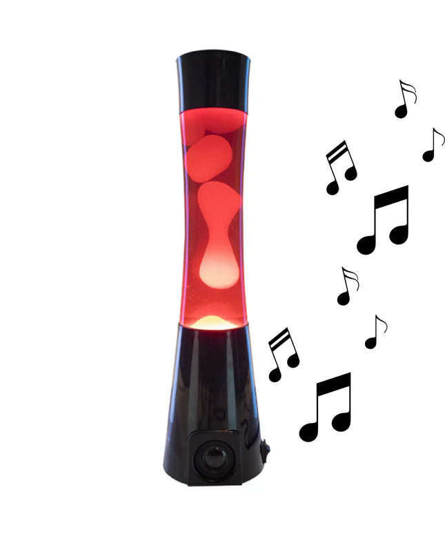MDI Black Red & Yellow Speaker Lava Lamp – A striking motion lamp with a built-in Bluetooth speaker.