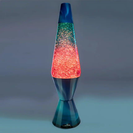 Celestial Motion Lamp – Pink and blue gradient glass with sparkling glitter.