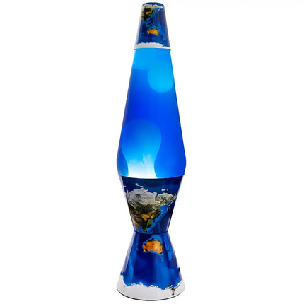 MDI Earth Lava Lamp – A celestial motion lamp with a deep blue glass body and flowing lava.