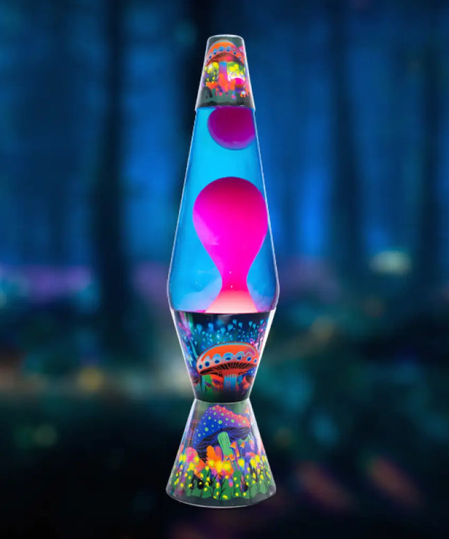 Fantasy-Themed Lava Lamp in Motion – Pink lava flows inside a magical mushroom-inspired design.