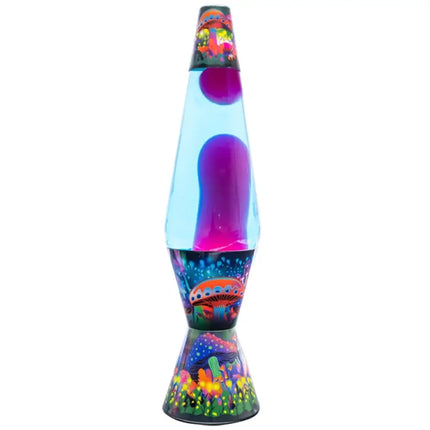 MDI Magic Mushroom Lava Lamp – A mystical motion lamp with a blue glass body and pink lava.
