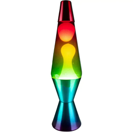 MDI Rainbow Lava Lamp – A vibrant lava lamp with a rainbow gradient glass body.