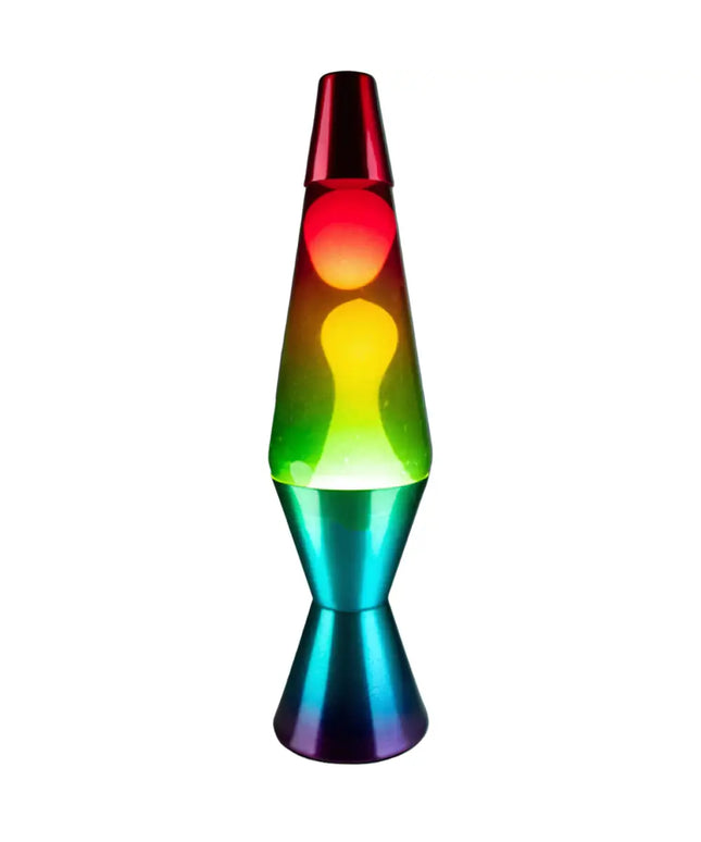 MDI Rainbow Lava Lamp – A vibrant lava lamp with a rainbow gradient glass body.