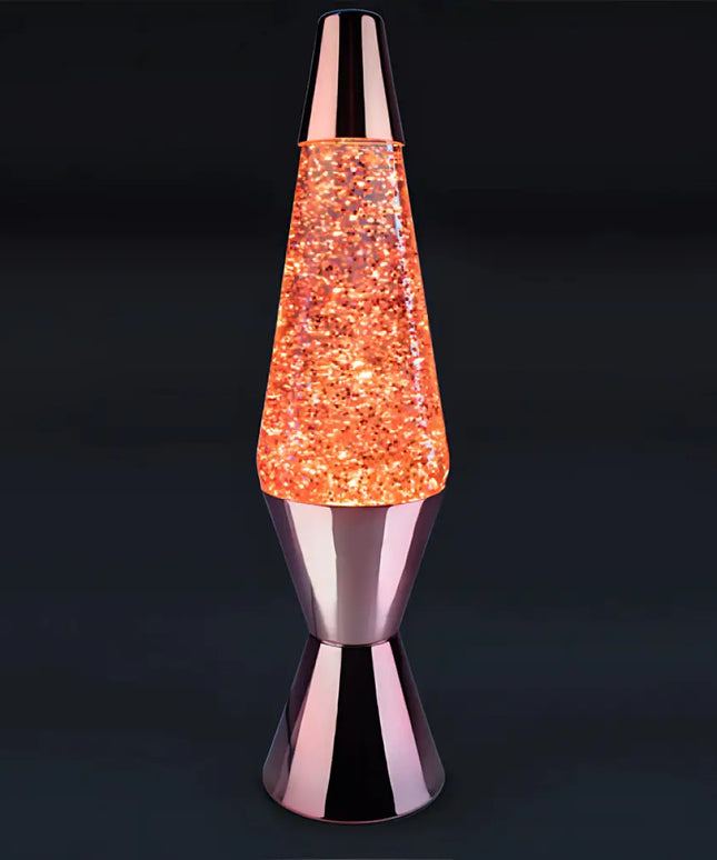 Elegant Rose Gold Lamp – Shimmering rose gold glitter in a metallic casing.