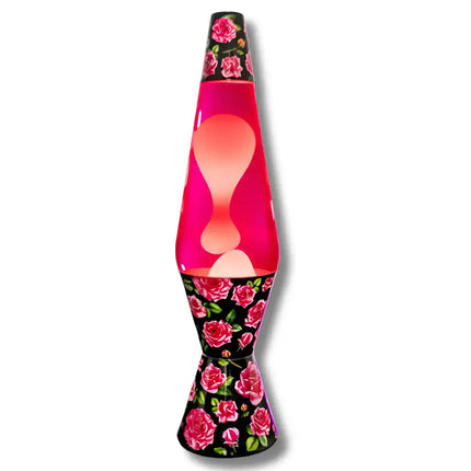 Pink lava lamp with rose pattern from MDI Lava Lamp Diamond Motion 37cm Tall Roses collection