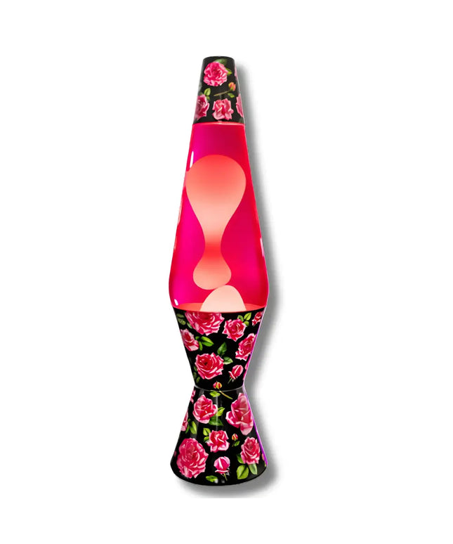 Pink lava lamp with rose pattern from MDI Lava Lamp Diamond Motion 37cm Tall Roses collection