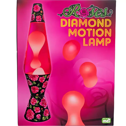 Rose-themed lava lamp displaying flowing red and pink wax for decorative elegance