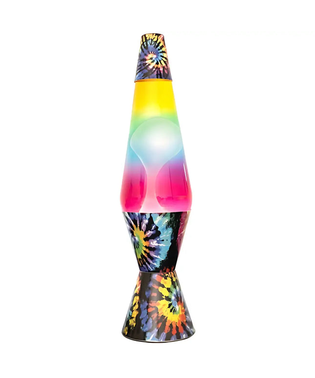 MDI Tie-Dye Lava Lamp – A colorful motion lamp with a rainbow gradient glass body.