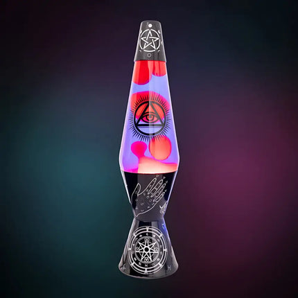 Wiccan Symbol Lava Lamp in Motion – Flowing lava inside an intricately designed mystical casing.