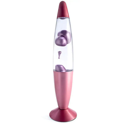 MDI Pink Metallic Lava Lamp – A stylish rocket-shaped lamp with swirling metallic pink lava.