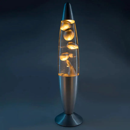 Rocket-Shaped Silver Lava Lamp