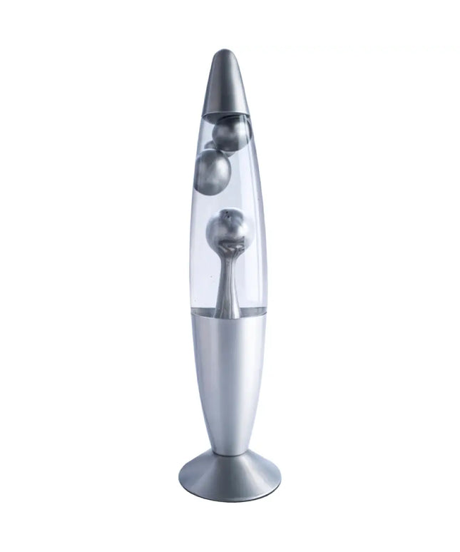 MDI Silver Metallic Lava Lamp – A stylish motion lamp with swirling metallic silver lava.