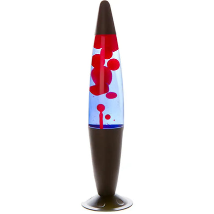 MDI Black Red Blue Lava Lamp – A sleek motion lamp with red lava in blue liquid.